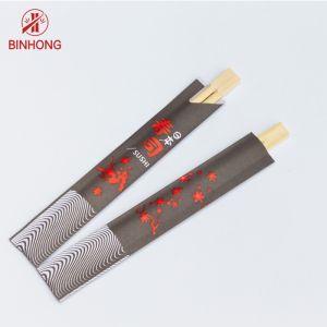 Disposable 21cm Bamboo Sushi Chopsticks With Paper Sleeve
