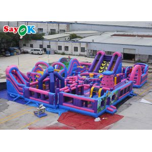 Amusement Park Inflatable Bounce With Slide Digital Printing
