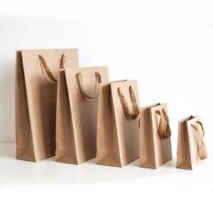 Pastry Brown Paper Kraft Pouch Packaging Bag Customized Logo