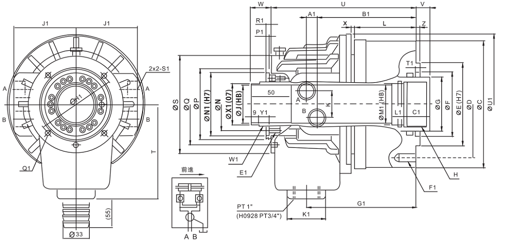 H HIGH SPEED THROUGH-HOLE ROTARY HYDRAULIC CYLINDER