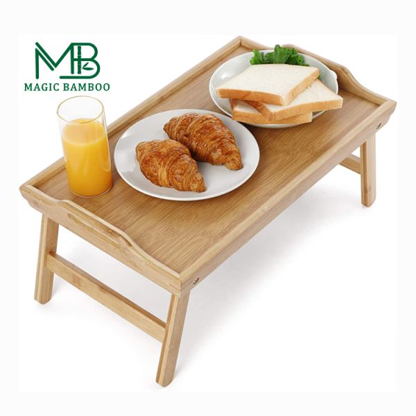Handmade Wooden Bamboo Folding Picnic Table Tray Biodegradable