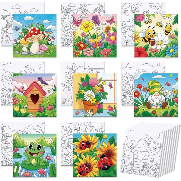 Buy Matte Finish Pre Printed Canvas Kits For Kids , 8 X 8 Inch Pre Drawn Paint Kits at wholesale prices