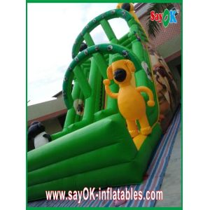 Industrial Inflatable Water Slides Green Inflatable Water Slide 0.55mm PVC