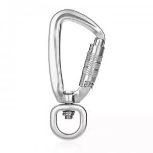 Quality Aviation Aluminum Self Swivel Rock Climbing Carabiner with Auto Locking 4KN Snap Hook for sale