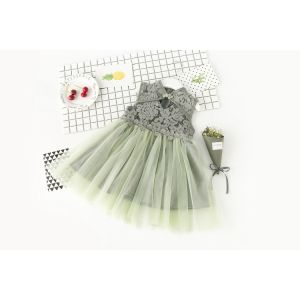 Children Girl Silk Buttons Sleeveless Knee Length Summer Dress Casual