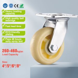 Heavy-Duty PP Swivel Trolley Caster Wheels Sizes 4″/5″/6″/8″ Capacity 260-460 kg