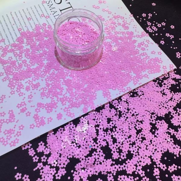 Polyester Plum Blossom Flowers Nail Art Glitter Sequins Acrylic Powder Star Heart Bulk Bagged Minimum 1kg with 3mm Sequins