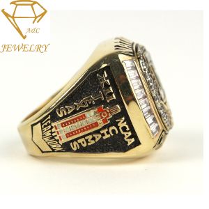Embossed Custom Championship Ring Silver Gold Plating With CZ Stones