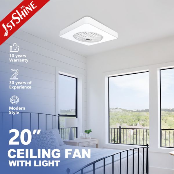 20 Inch Mini Dimmable Led Ceiling Fan 7 PC Blades White Finished For Indoor