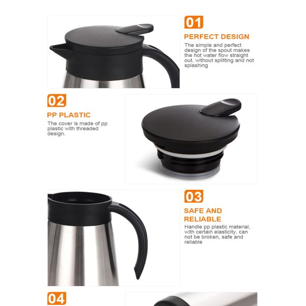 1000ml Amazon hot selling stainless steel thermal coffee carafe turkish arabic dallah stainless steel vacuum thermos coffee pot