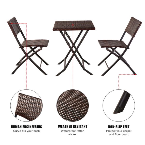 Outdoor Banquet Events Folding PE Rattan Wicker Dining Coffee Chair with Custom Logo