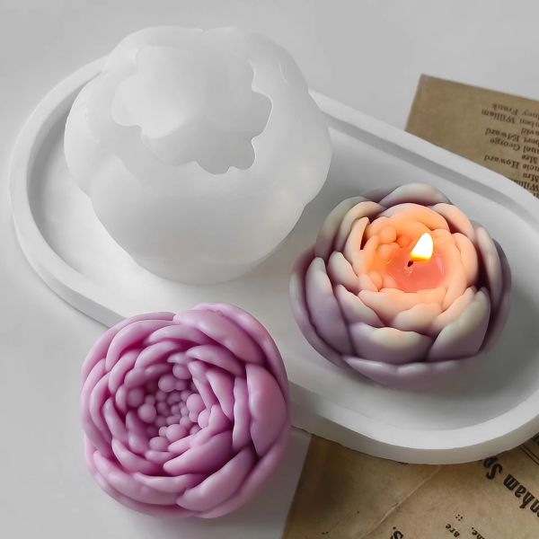 2-Pack Peony Silicone Molds for Candles Soap Resin Christmas White