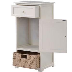 White Vintage 12.5lbs 33”H Livingroom End TableWith Basket Accent Style