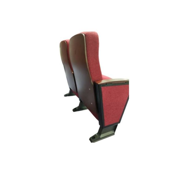 Red Aluminum Conference Room Chair Wood Armrest Padded With Fabric