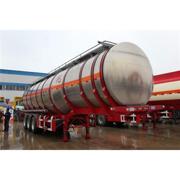 48CBM Tri - Axle Fuel Tanker Semi Trailer 6 Double Brake Chamber