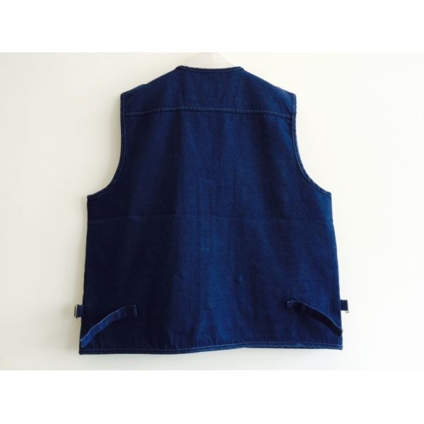 mens vest in 100% cotton, denim, jean, blue, fishing vest, S-3XL