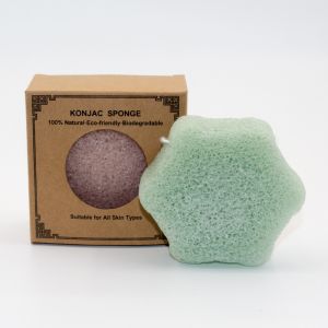 7g Hexagon Facial Konjac Cleansing Sponge With Bamboo Charcoal