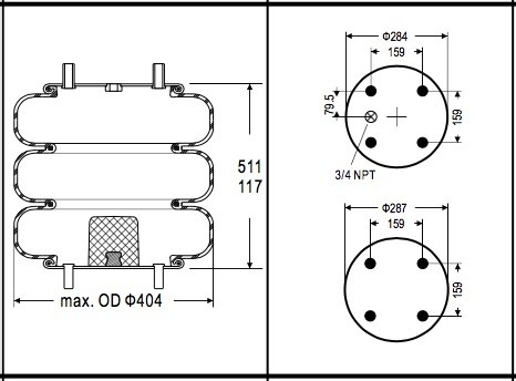 Contitech FT530-35537 Triple Convoluted Air Bag / Air Spring Firestone