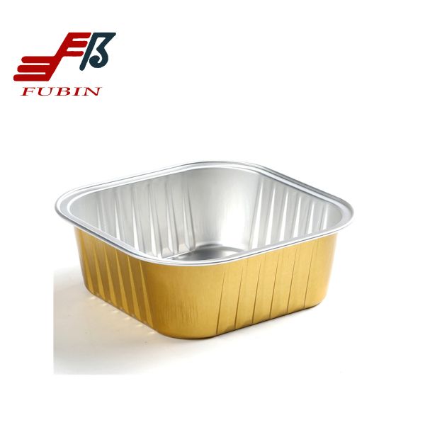 Buy Square Airline Meal Tray Silver Gold Thermal Insulation at wholesale prices