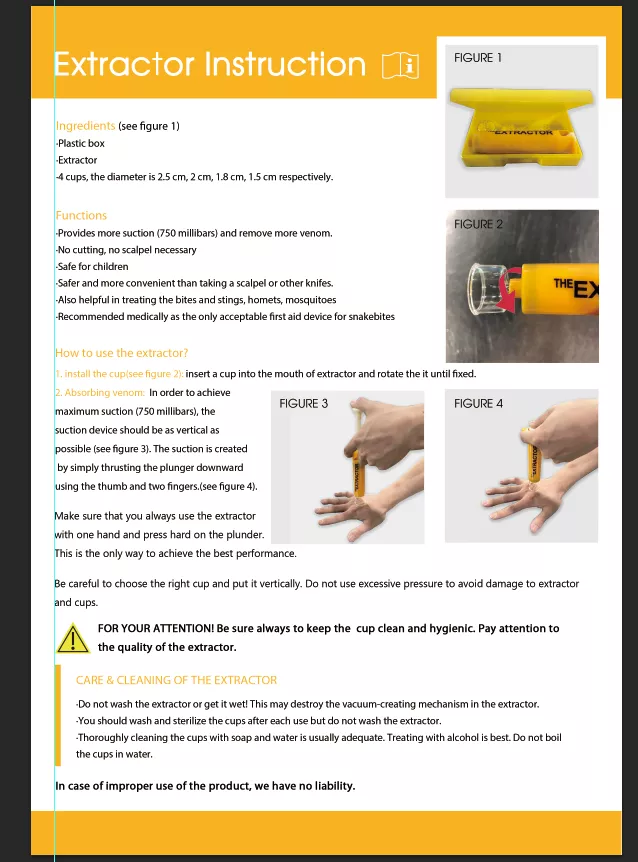 Snake Bee Spider Bite First Aid Kit Venom Extractor Suction Pump Medical Emergency Survival Supplies