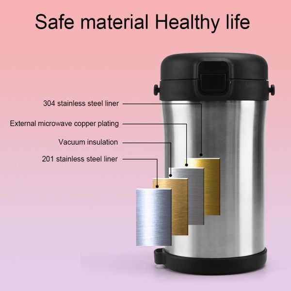 Soup Thermos Wide Mouth 67oz 3 Tier Large Food Thermos Jar Food Flask for Hot Food with Handle