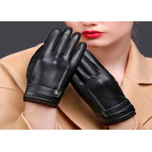 Thick Mens Leather Gloves Touch Screen Jacquard Technology CE Approved