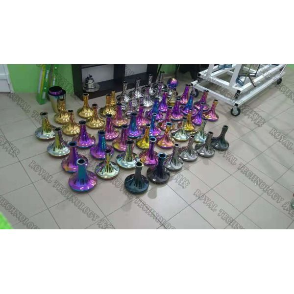 Glass Shisha Rainbow Decorative Coatings, Glassware PVD Vacuum Coating, Glass Ashtray Rainbow colors