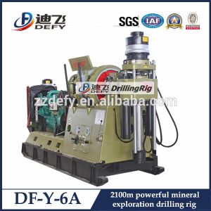 China PQ Wireline DF-Y-6A Hydraulic exploration drilling rig 1000-2100m Depth Core sampling rig on sale