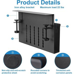 Adjustable Side Desk Laptop Holder with File Clamp-On Organizer and Magnetic Pen