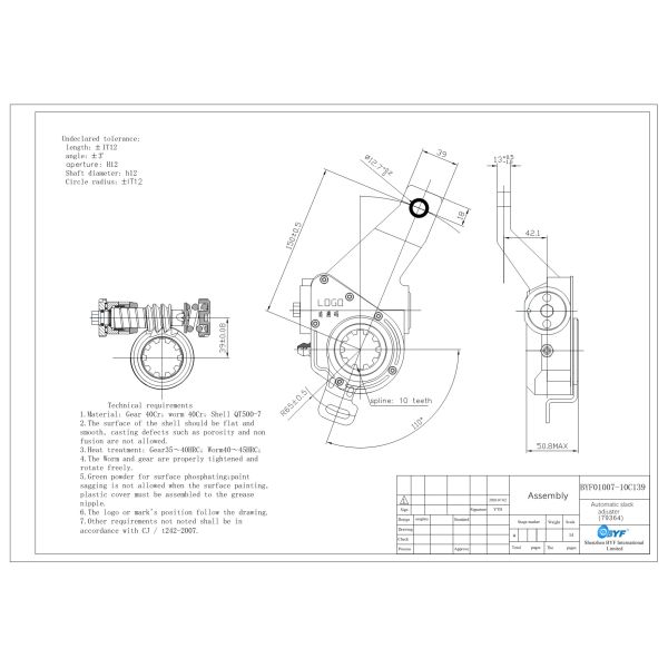 QT450 10 Teeth Automatic Slack Adjuster 79364 For Kamaz
