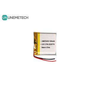Buy cheap 4.35V High Voltage Lipo Batteries 754335 3.8V 1500mAh Rechargeable Polymer from wholesalers