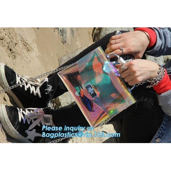 Translucent color fashion PVC handbag, ladies shoulder bag pu/pvc Women Handbags, Womens Clear Tote Bags for Shoulder Cl