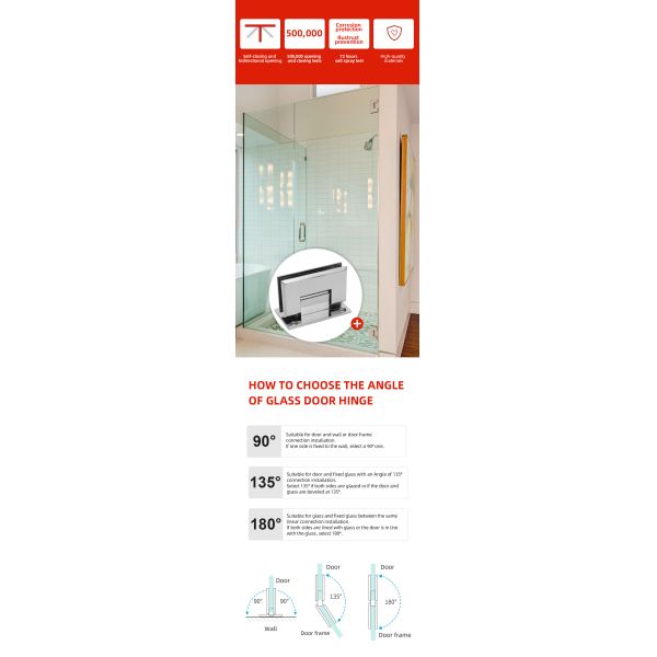 Modern Design Style Glass Door Pivot Hinge 90 Degree Opening with Chuangyiyuan Metal