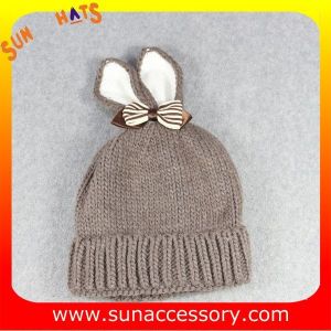 AK17023 Sun Accessory customized baby knitted beanie caps and hats with rabbit