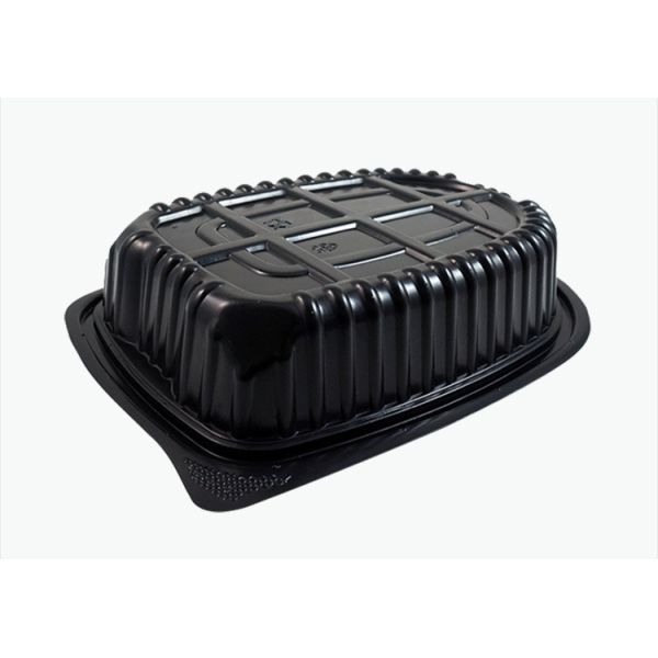 Transparent PP Roast Chicken Plastic Container Black Bottom Anti Fog Lid