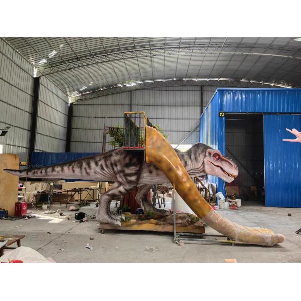 Buy Fiberglass Dinosaur Slides T Rex Slider With Stair Playground Equipment at wholesale prices