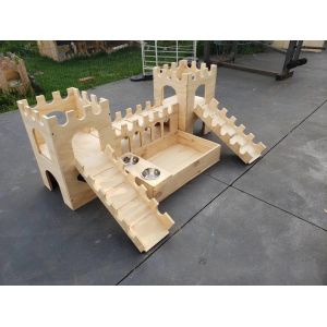 Zoopollo Diy Large Rabbit Castle House With Feeding Station