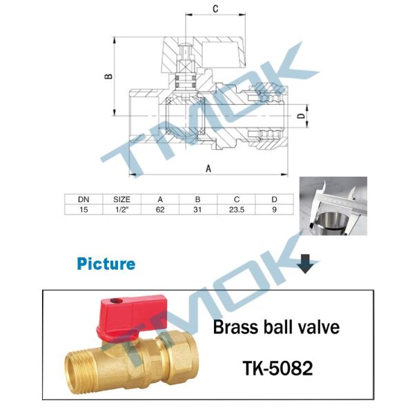 top sales brass color black handle compression fitting external thread brass ball vavle