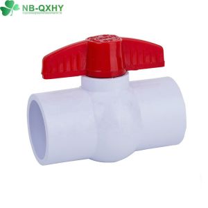 Industrial Usage Red Butterfly Plastic Handle White PVC Ball Valve with ANSI