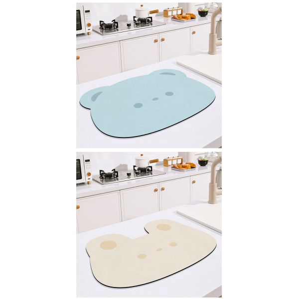 Rubber Kitchen Counter Draining Mat with Multi-Function Pattern and Yellow Color