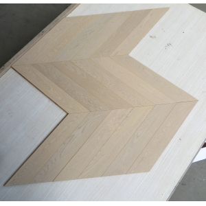 White Stained Engineered Oak Chevron Flooring Premium Grade EC54 Color