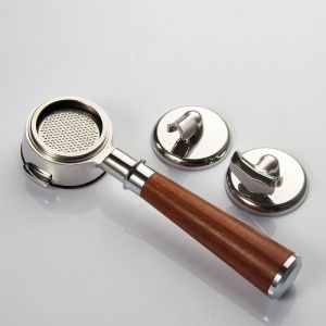 Coffee Portafilter Reusable Single Double Spout 2 Cup Bottomless Basket Wood