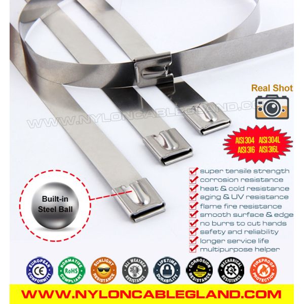 316, 304 Steel Cable Tie Wrap, 490lbs Metal Zip Tie Strap, Versatile Ball-Lock Wire Tie 100-1000mm x 7.9mm for Vehicles