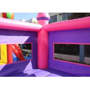 Purple And Pink Inflatable Bounce House / Blow Up Trampoline With Basketball