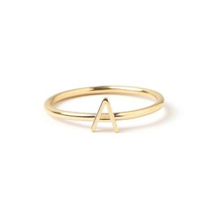 Personalized Initial 14K Gold Mini Letter Stacked 925 Sterling Silver Rings for Women