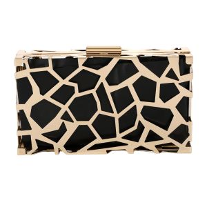 Quality Geometric Pattern Gold Hollow Out Purse Frame With Plastic Box for sale