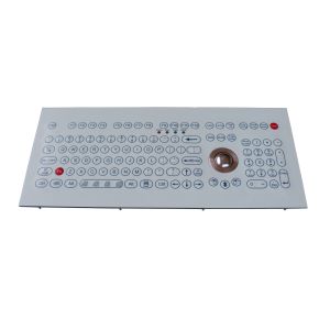Flat scrachproof industrial membrane keyboard with trackball and functional keys