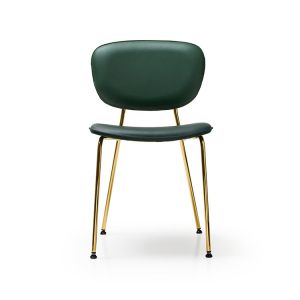 Green Elegant Leather Dining Chairs / Small Stackable Olga Dining Chair