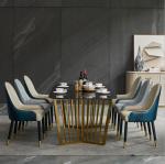 Modern Dining Stainless Steel Base Artificial Marble Dining Table with 6 chairs