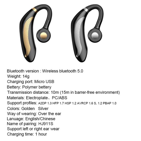 Wireless Single Car Headphones Portable Handsfree Bluetooth 5.0 Earphone 180 Rotation Earbuds Earphones Headphone with Mic